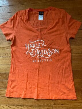 Harley-Davidson Orange V-Neck Logo Tee